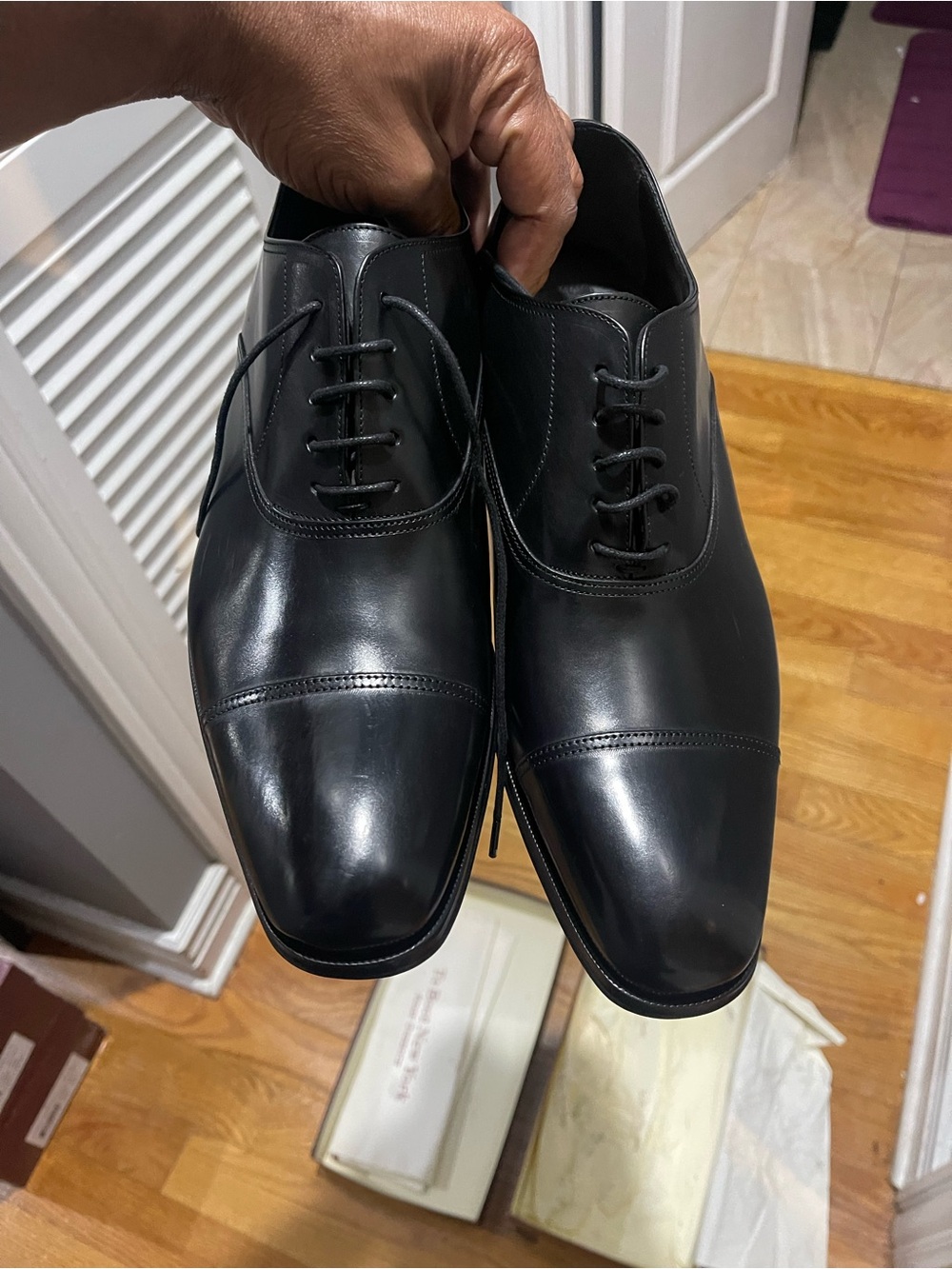 New To Boot NY Black Cap-Toe Derby Oxfords Dress Shoes Sz 10.5